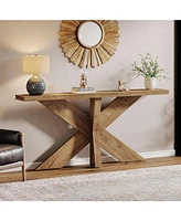 Tribesigns 70.9 Inches Long Sofa Table Behind Couch, Farmhouse Console Entry with Wooden Geometric Base for Entryway, Living Room