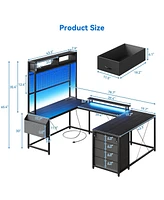 gaomon U Shaped Desk with Monitor Stand and Led Lights