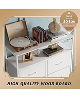 Wlive Fabric Dresser for Bedroom with Open Shelves Tall 8 Drawers Storage Tower Bins Chest of Closet Hallway