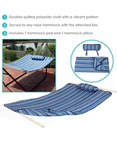 Polyester Quilted Hammock Pad and Pillow Set - Weather-Resistant - Breakwater Stripe