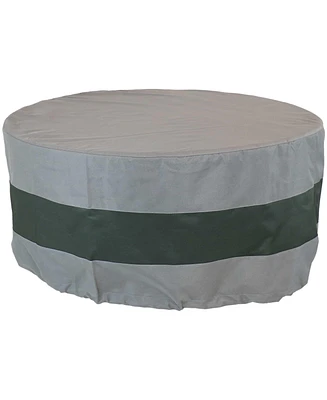 Sunnydaze Decor Round 2-Tone Outdoor Fire Pit Cover - Gray/Green Stripe - Heavy Duty 300D Polyester Exterior Circular Winter Cover for Fire Pit