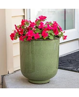 Sunnydaze Decor Vivian 11" Metal Outdoor Plant Pot Set with Drainage Holes and Rubber Plugs