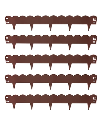 16.7' Metal Landscape Edging Border - 5-Pack of 41.75" x 7.25" Steel Garden Brown Scalloped