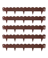 16.7' Metal Landscape Edging Border - 5-Pack of 41.75" x 7.25" Steel Garden Brown Scalloped