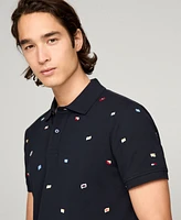 Tommy Hilfiger Men's Regular Fit Allover Flag Polo Shirt