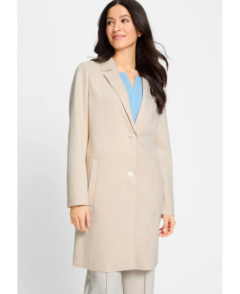 Olsen Women's Long Line Faux Suede Jacket