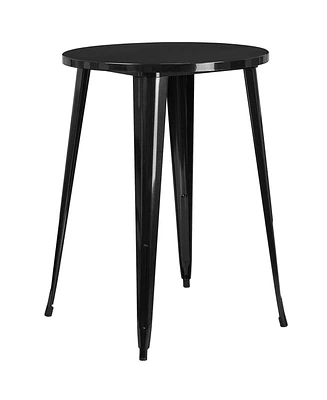 Slickblue Modern 30-Inch Outdoor Round Metal Cafe Bar Table for Patio or Balcony