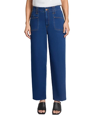 Jones New York Petite City Wide-Leg Patch-Pocket Jeans