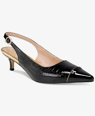 Things Ii Come Women's Julee Luxurious Pointy-Toe Slingback Kitten Heel Pump