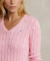 Polo Ralph Lauren Women's Cable-Knit Cotton V-Neck Sweater