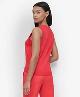 Dkny Women's Mixed-Media Ribbed Sweater Vest