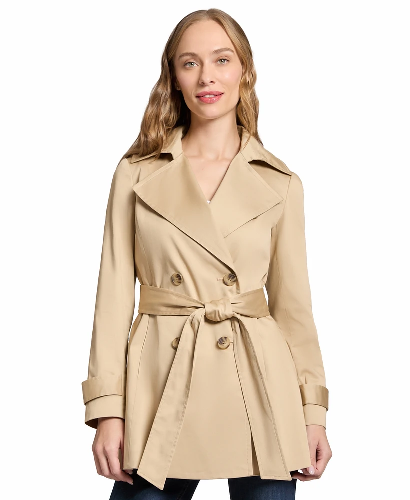 Jones New York Petite Notched-Lapel Belted Trench Coat