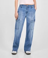 Celebrity Pink Juniors' High Rise Wide Leg Cargo Jeans