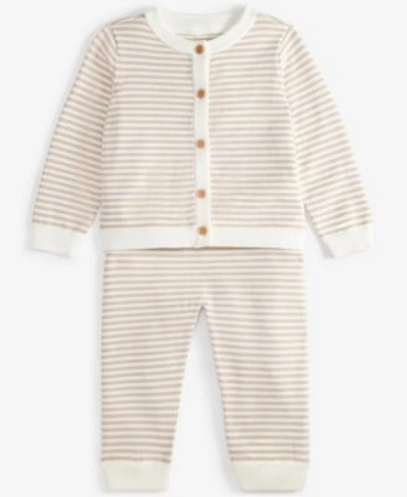 First Impressions Baby Striped Cotton Cardigan Pants Exclusively At Macys