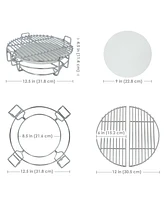 Half Moon Cooking Grate with Ceramic Deflector Plate for 15" Kamado Egg Grills - 12.5"