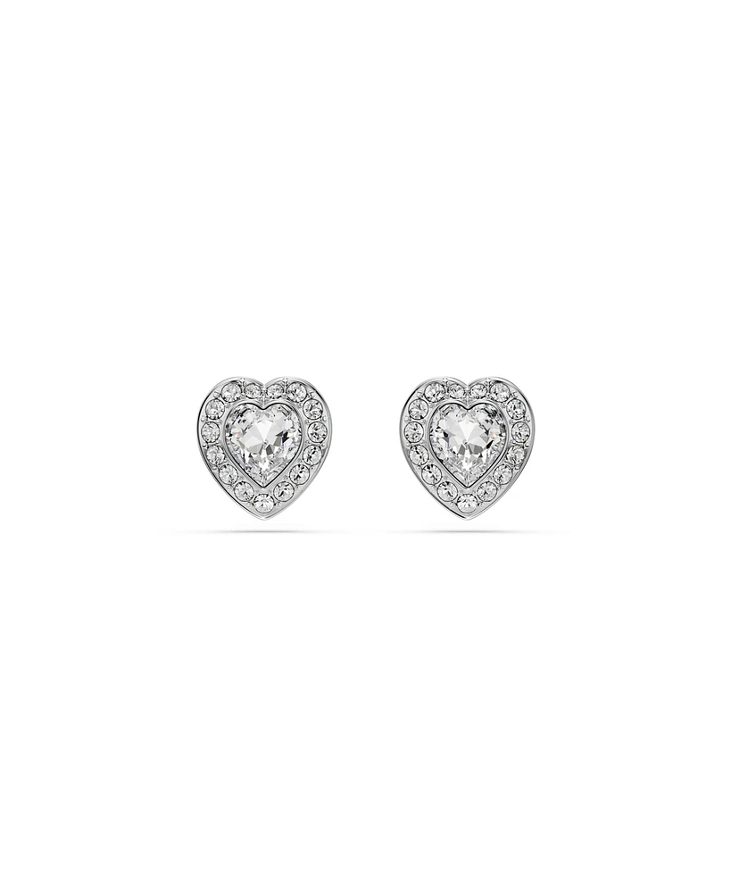 Swarovski Ariana Grande x Swarovski Rhodium Plated Heart Mixed Cuts Stud Earrings