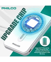 Philco Magsafe Power Bank 6000mAh, Portable Wireless Charger with MagSafe , Usb-c, Leather Holder for iPhone 12/13/14/15