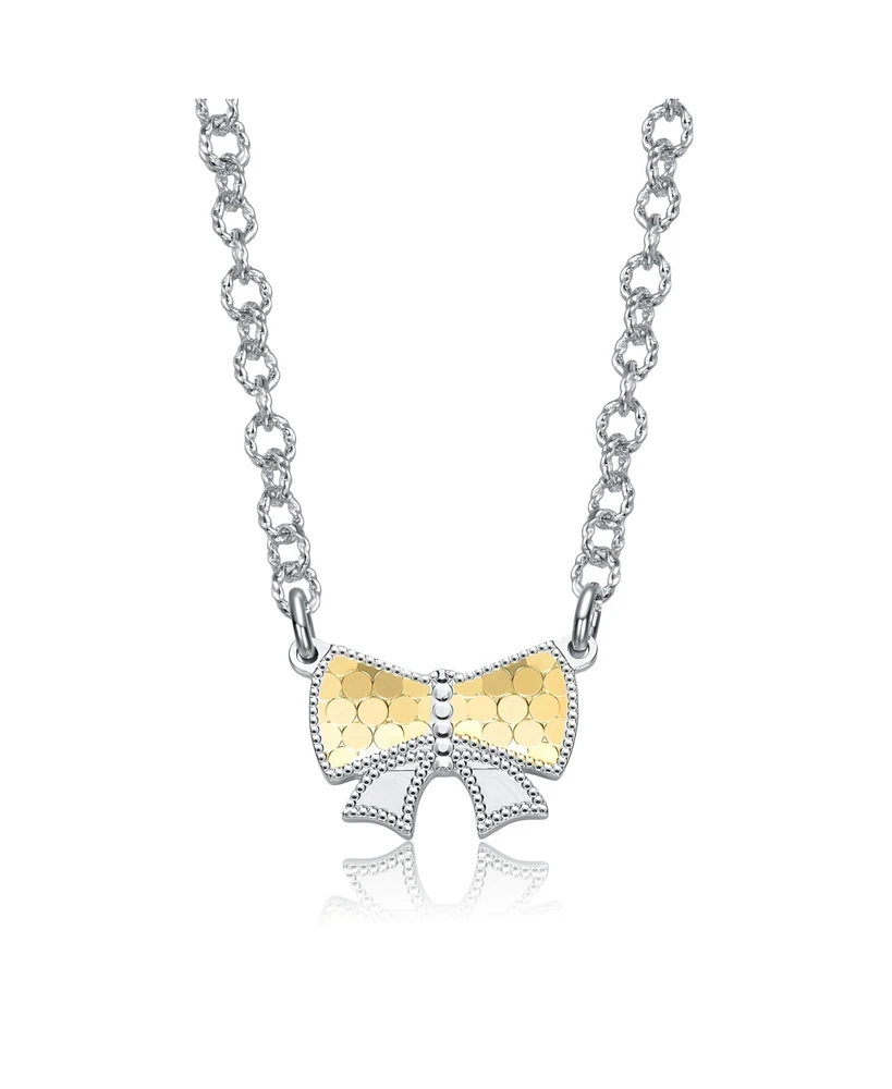 Rachel Glauber Two-Tone Graceful Bond Bow Tie Necklace