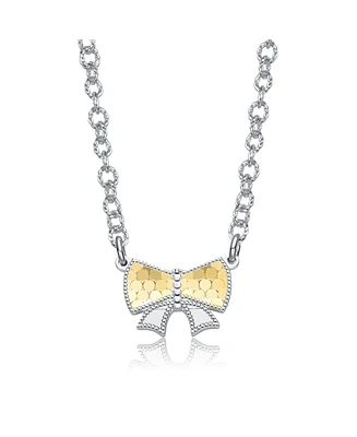 Rachel Glauber Two-Tone Graceful Bond Bow Tie Necklace