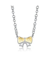 Rachel Glauber Two-Tone Graceful Bond Bow Tie Necklace