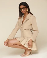 Avec Les Filles Women's Cinched-Waist Double-Layer Lapel Blazer