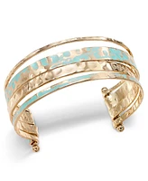 Style & Co Gold & Worn Blue Green Stacked Cuff Bracelet, Exclusively at Macy's