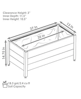 Acacia Wood Rectangular Planter Box - 14.75" H Wooden Raised Garden Bed with Removable Polyethylene Bag Brown