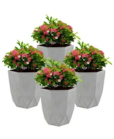 Modern Faceted 14.75" Polyresin Geometric Planter - Flower Pot for Indoor or Outdoor Use