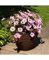 Ribbed 16" Outdoor Plant Pot - Polyresin Double-Walled Planter for Indoor or Outdoor Use