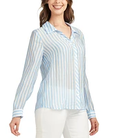 Bcx Juniors' Striped Long-Sleeve Button-Front Shirt