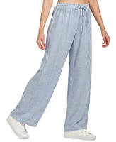 Bcx Juniors' High-Rise Stripe Wide-Leg Pull-On Pants