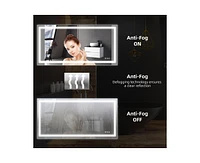 gaomon Led Bathroom Mirror 72x36 inch with Front and Backlight, Large Dimmable Wall Mirrors with Anti-Fog, Shatter-Proof, Memory, 3 Colors, Double Led