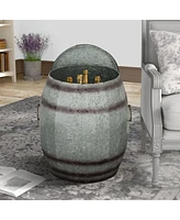 Slickblue Drum-Shaped Wine Storage Table with Removable Lid for Stylish and Functional Organization