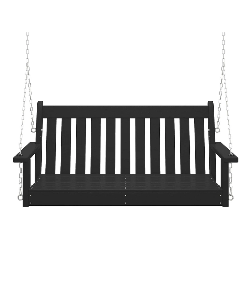 WestinTrends Outdoor Patio Hdpe Hanging Front Porch Swing Bench