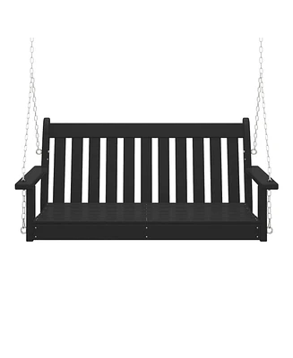 WestinTrends Outdoor Patio Hdpe Hanging Front Porch Swing Bench