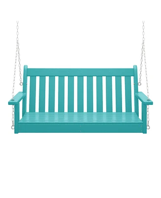 WestinTrends Outdoor Patio Hdpe Hanging Front Porch Swing Bench