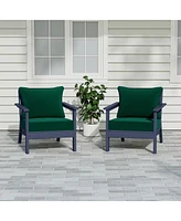 WestinTrends Outdoor Modern Hdpe Patio Navy Blue Club Chairs with Deep Seat Cushions (Set of 2)