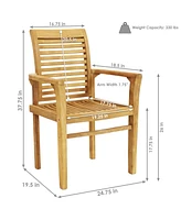 Sunnydaze Decor Solid Teak Outdoor Slatted Armchair - Light Brown Wood Stain Finish