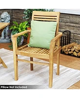 Sunnydaze Decor Solid Teak Outdoor Slatted Armchair - Light Brown Wood Stain Finish