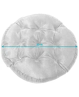 Tufted Large Round Floor Cushion - Set of 2 Unique Outdoor/Indoor Chair Cushions or Meditation 300D Olefin with Polyester Fill