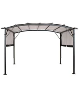 Sunnydaze Decor 9 x 12 Foot Steel Arched Pergola with Retractable Polyester Canopy - Great for Backyard or Deck Gray