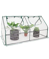 Mini Cloche Greenhouse with Zipper Doors - Portable Greenhouse with 2 Zippered Doors - Iron Tube Frame with Pvc Plastic Cover