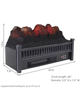 Heated Log Electric Fireplace Insert Heater - Polypropylene Construction - Great for Existing Fireplaces