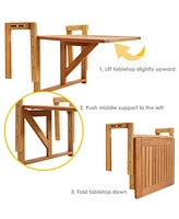 Sunnydaze Decor Meranti Folding Balcony Patio Railing Table for 4-Inch to 8.75-Inch Railings