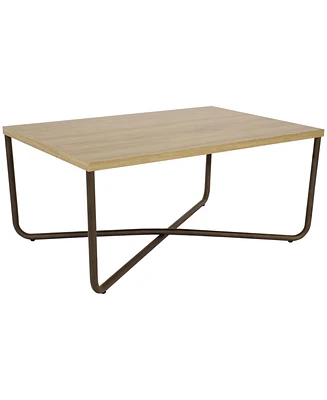 Sunnydaze Decor 16-Inch H Industrial Coffee Table with Cross Legs - Mdp Tabletop with Powder-Coated Steel Frame and Pvc Feet