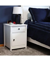 Sunnydaze Decor 23.75-Inch H Beadboard Nightstand with Drawer and Cabinet - End Table for Bedroom or Living Room - White