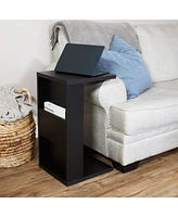 C-Shaped Side Table - Versatile End with Storage for the Living Room, Bedroom, or Office Black