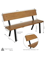 3-Person Heavy-Duty Solid Wood Patio Bench - For Indoor or Outdoor Use - 600 lb Weight Capacity