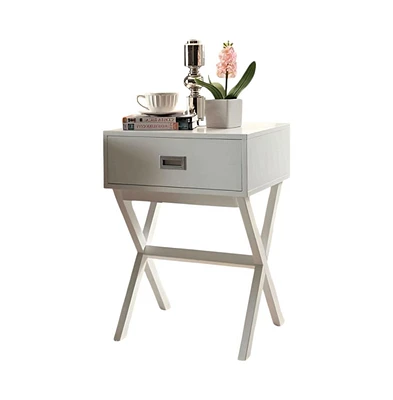 Slickblue Modern 1-Drawer End Table Nightstand with X-Legs