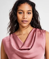 Bar Iii Women's Satin Sleeveless Cowlneck Blouse, Exclusively at Macy's